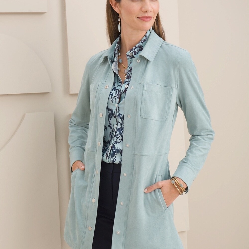 Chico’s Faux Suede Shacket NEW!  Chicos Size 1